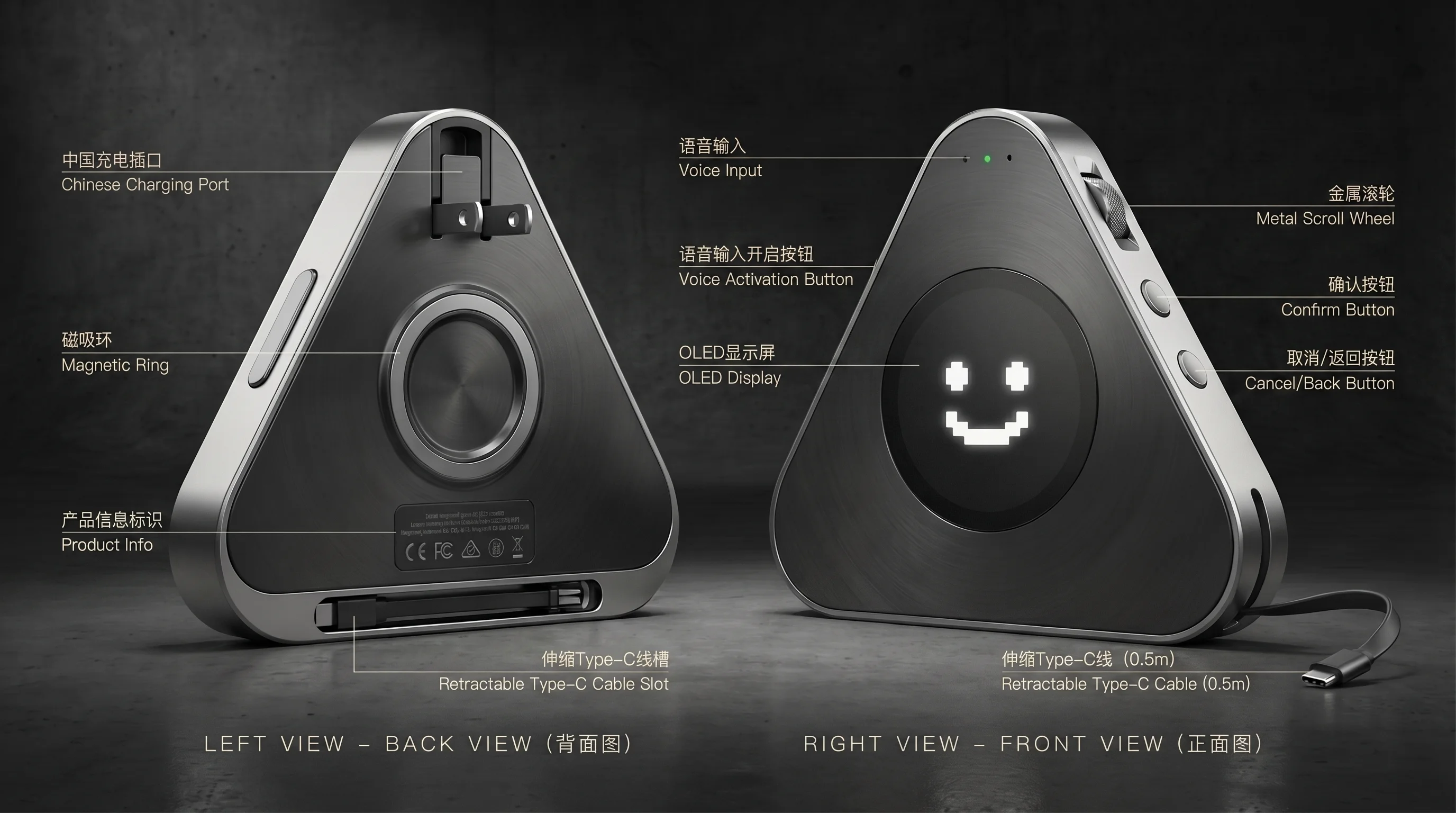 PowCoder Feature Overview — Front and Back Views